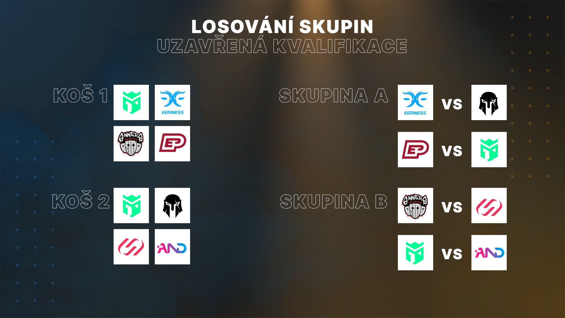 Los Tipsport CS:GO Bratislava CQ: Rozmanitá skupina "A", Entropiq v "B" se SINNERS Academy