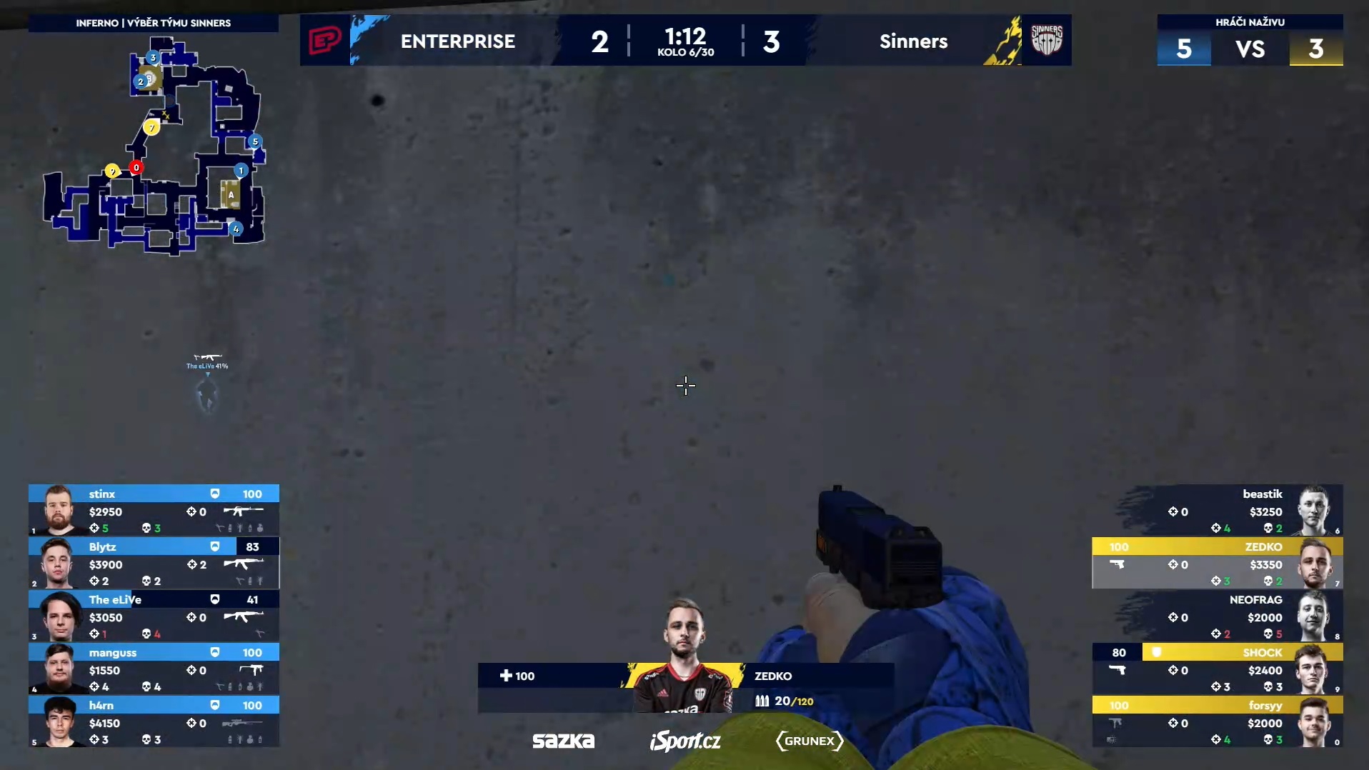 6. kolo Sazka eLEAGUE: SINNERS zpět na čele. Inside Games míří do baráže