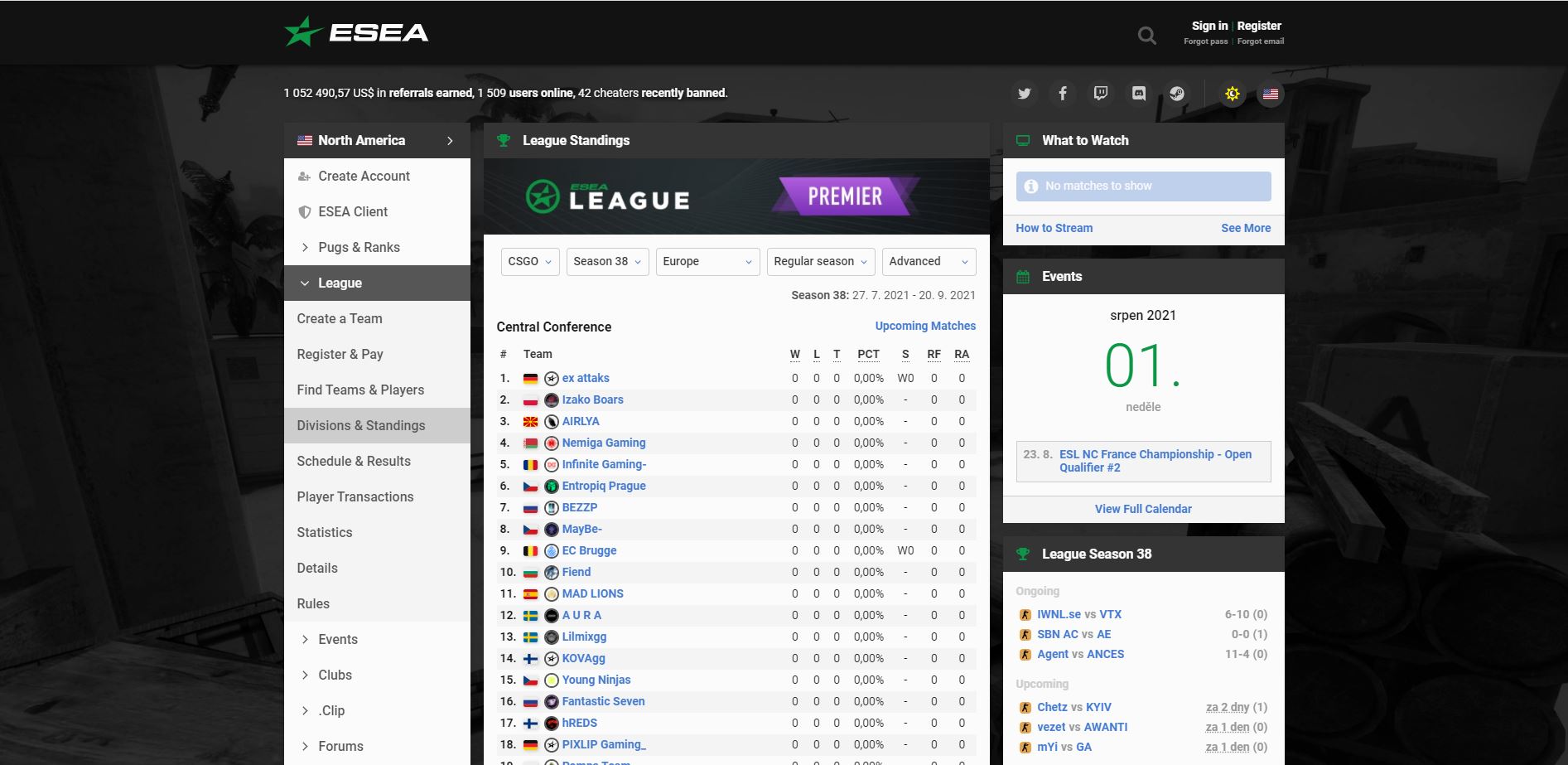 Startuje 38. sezona ESEA lig. V jakých divizích uvidíme Entropiq PRG, ENTERPRISE nebo Sampi?