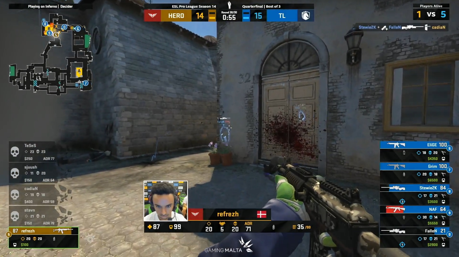 VIDEO: Moment roku! Refrezh si poradil clutchem 1v5 a vystřílel svému týmu semifinále