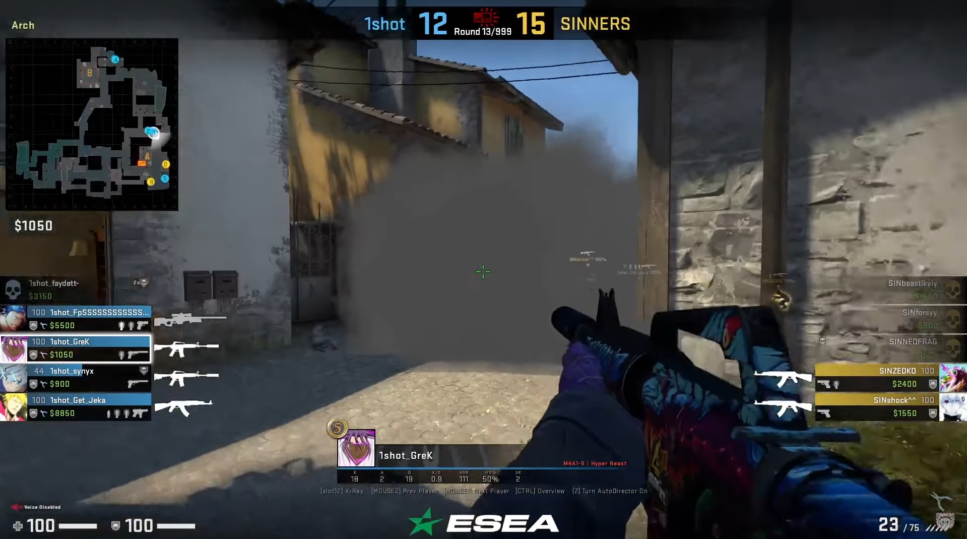 VIDEO: Epický závěr zápasu mezi SINNERS a 1shot
