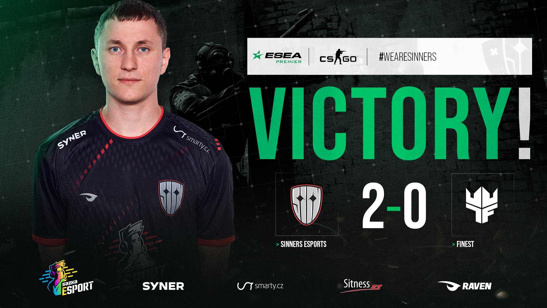 ESEA Premier: SINNERS zvítězili nad dosud neporaženými Finest 2:0